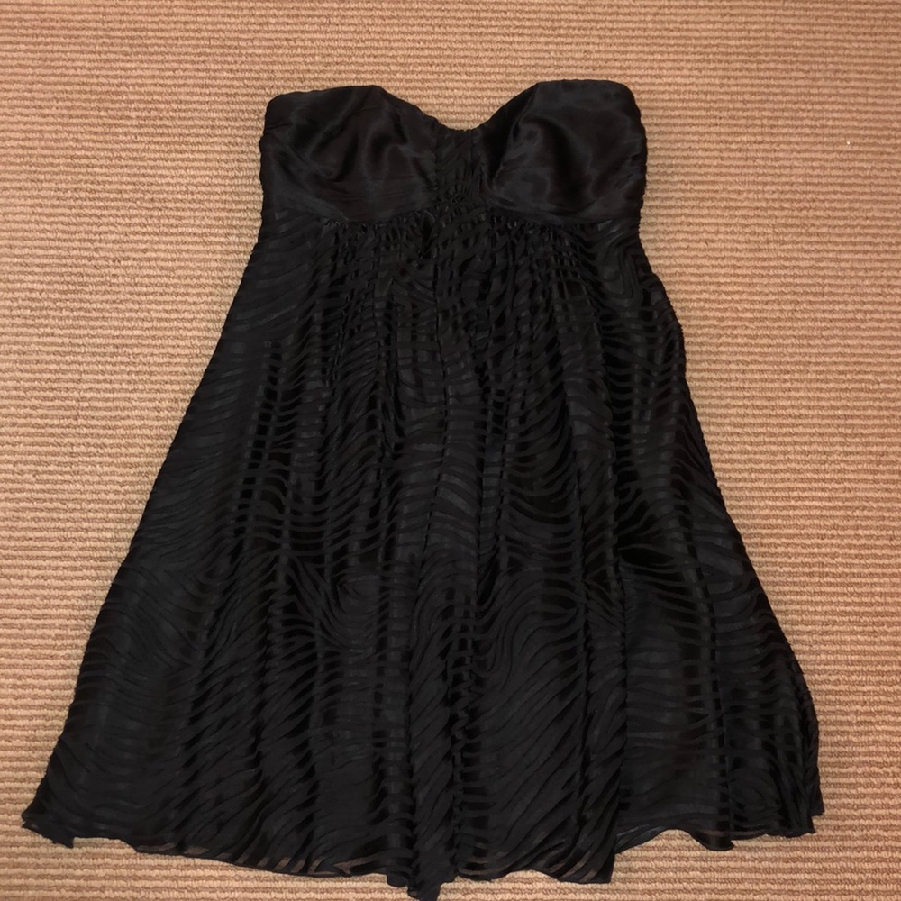Black strapless zebra raised print dress